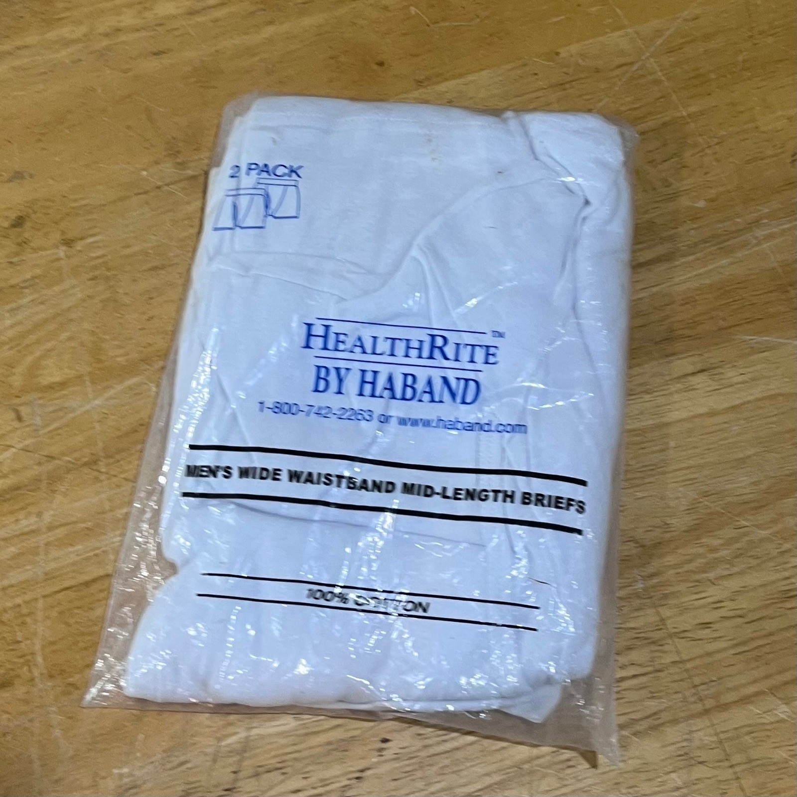 HealthRite by Haband Mens White 100% Cotton Mid-Length Briefs 2 Pack Size 3X NEW