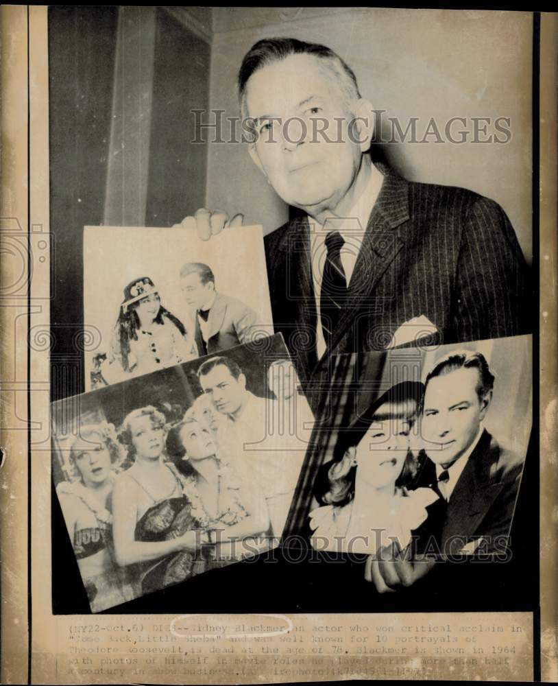 1973 Press Photo Sidney Blackmer holding pictures he played as actor - lra77531