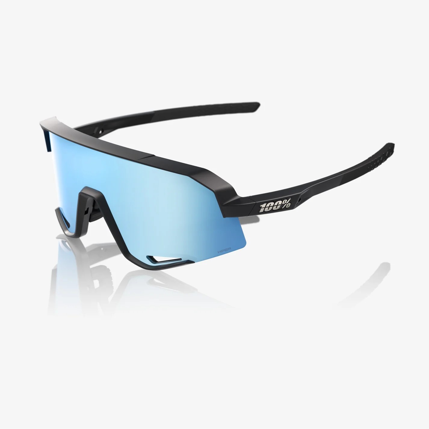 100% Slendale Sunglasses - Matte Black - HiPER Blue Mirror 60057-00003 Brand New