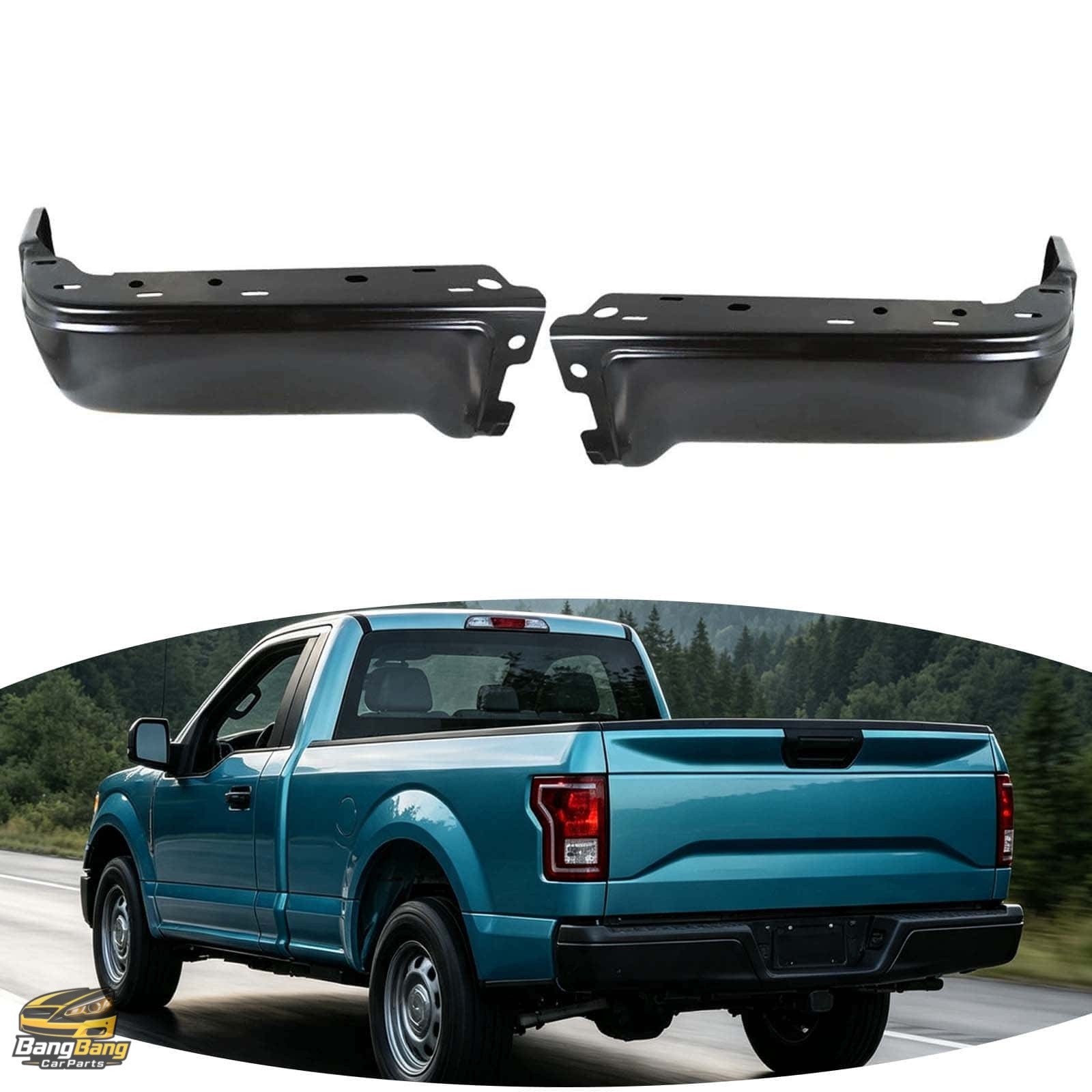 For 2009-2014 Ford F150 F-150 Black w/o Sensor Holes LH&RH Rear Bumper End Caps