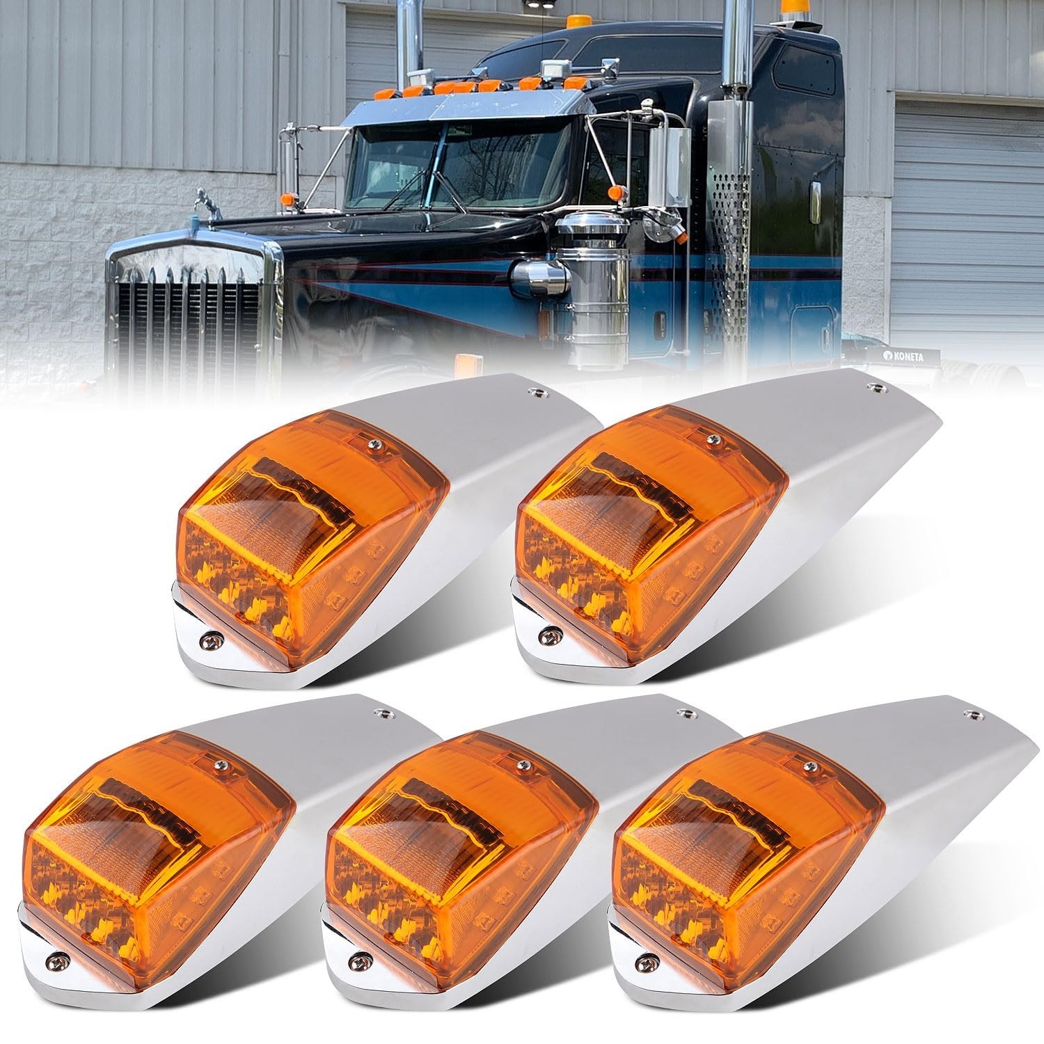 5Pcs Truck Cab Marker Lights 17 LED Amber Top Roof Running Lights Clearance w... 5Pcs Truck Cab Marker Lights 17 LED Amber Top Roof Running Lights Clearance w...