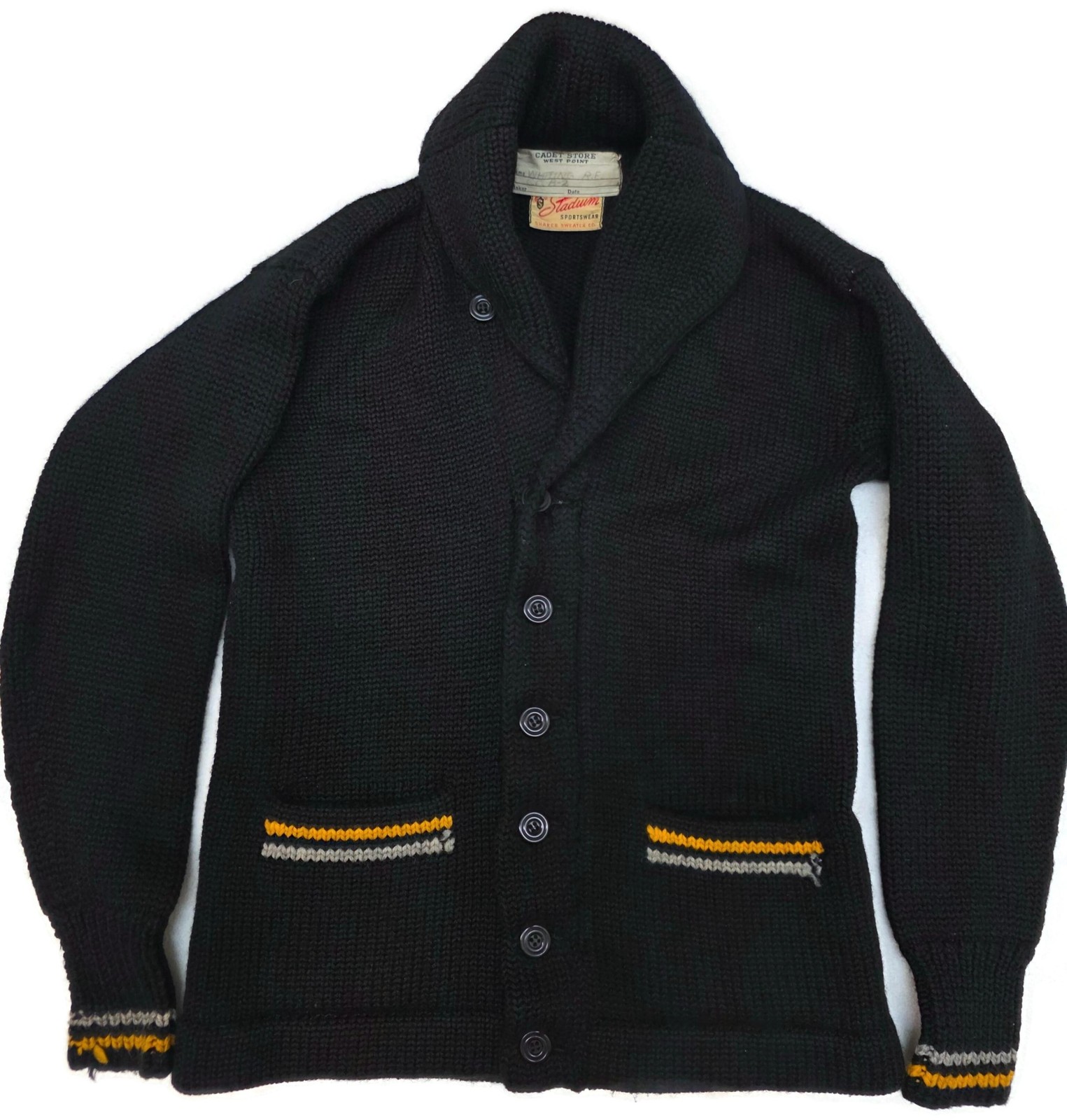 Vintage Cadet Store West Point black Wool Military Sweater Rare