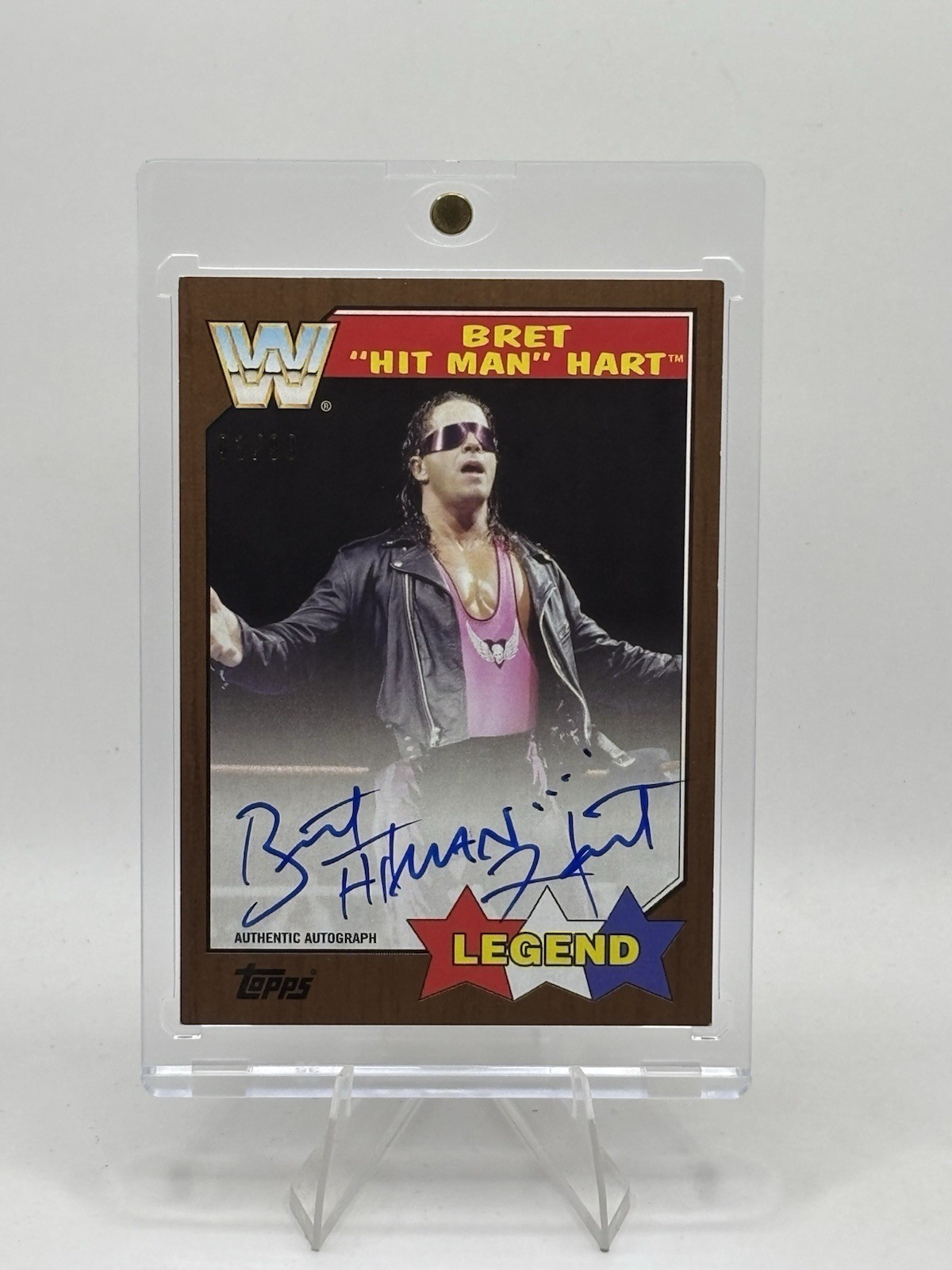 2017 Topps Heritage Bret Hitman Hart On Card Legend Autograph #3/99