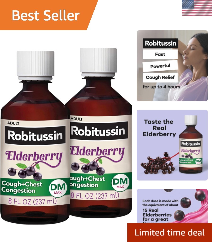 Maximum Strength Elderberry Cough Plus Chest Congestion DM, Cough Suppressant... Maximum Strength Elderberry Cough Plus Chest Congestion DM, Cough Suppressant...