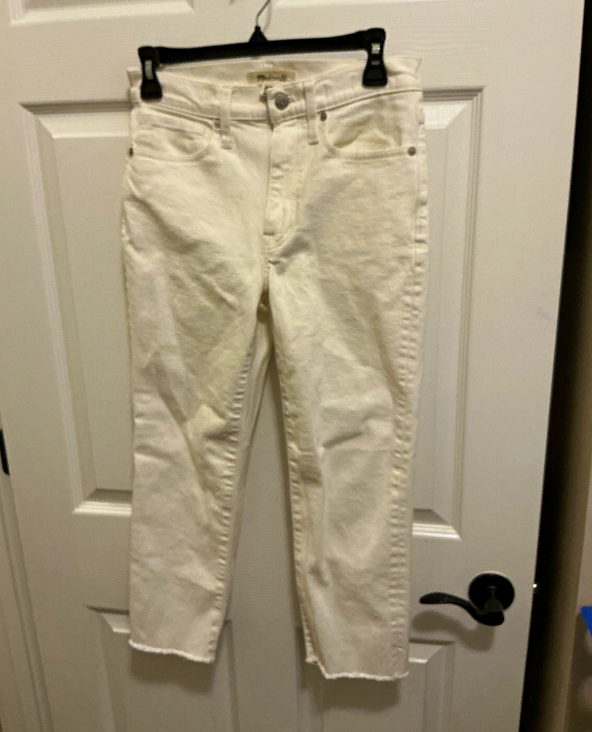 Madewell Women’s Straight Jeans White Light Wash Denim 5-Pocket Button 24