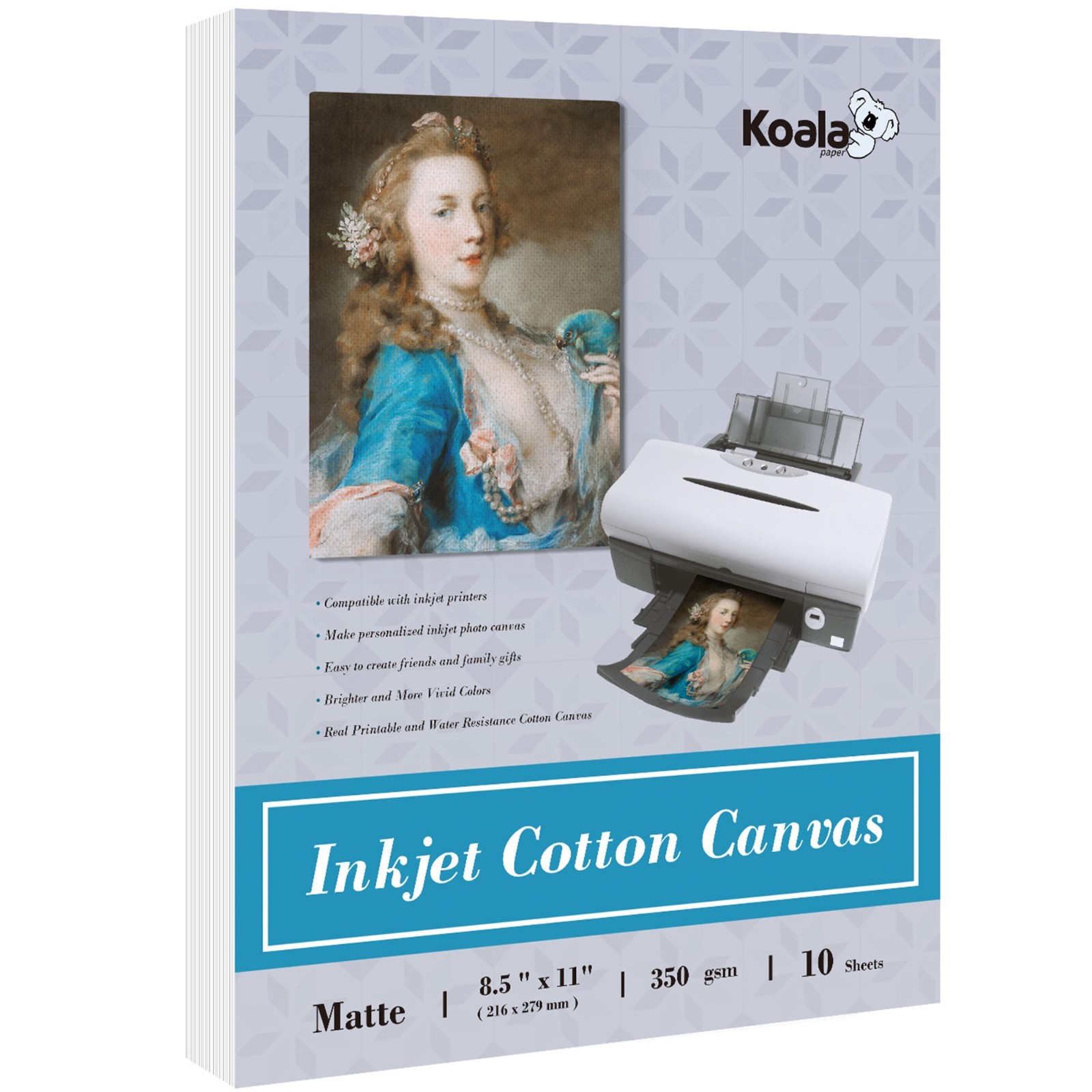 Lot Koala Inkjet Canvas Paper 100% Cotton, Matte, Printable Fabric Photo Paper Lot Koala Inkjet Canvas Paper 100% Cotton, Matte, Printable Fabric Photo Paper