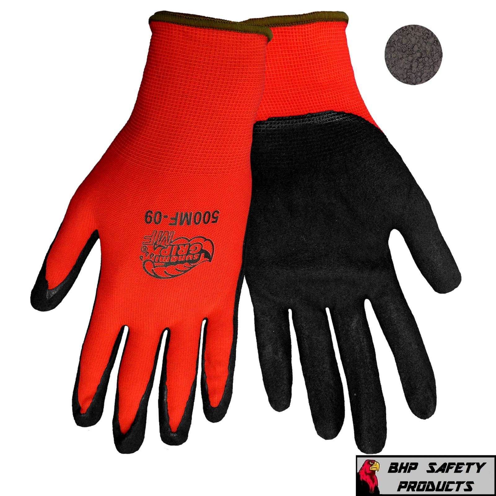 (1 DOZ) GLOBAL TSUNAMI GRIP NITRILE COATED MECHANICS WORK GLOVES SZ LARGE 500MF