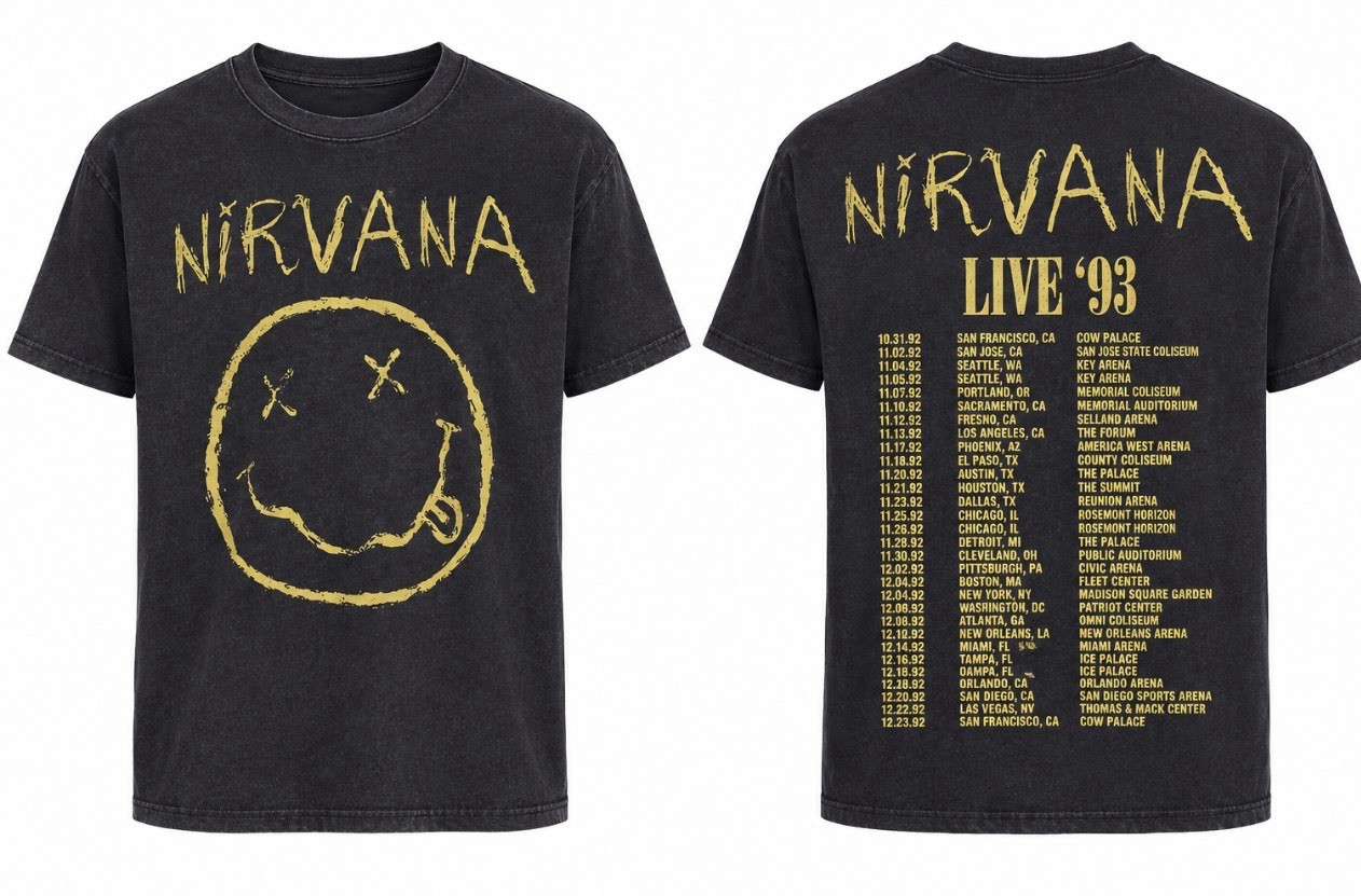 Nirvana Officially Licensed  93’ Concert Tour  Distressed Style In Size X Large
