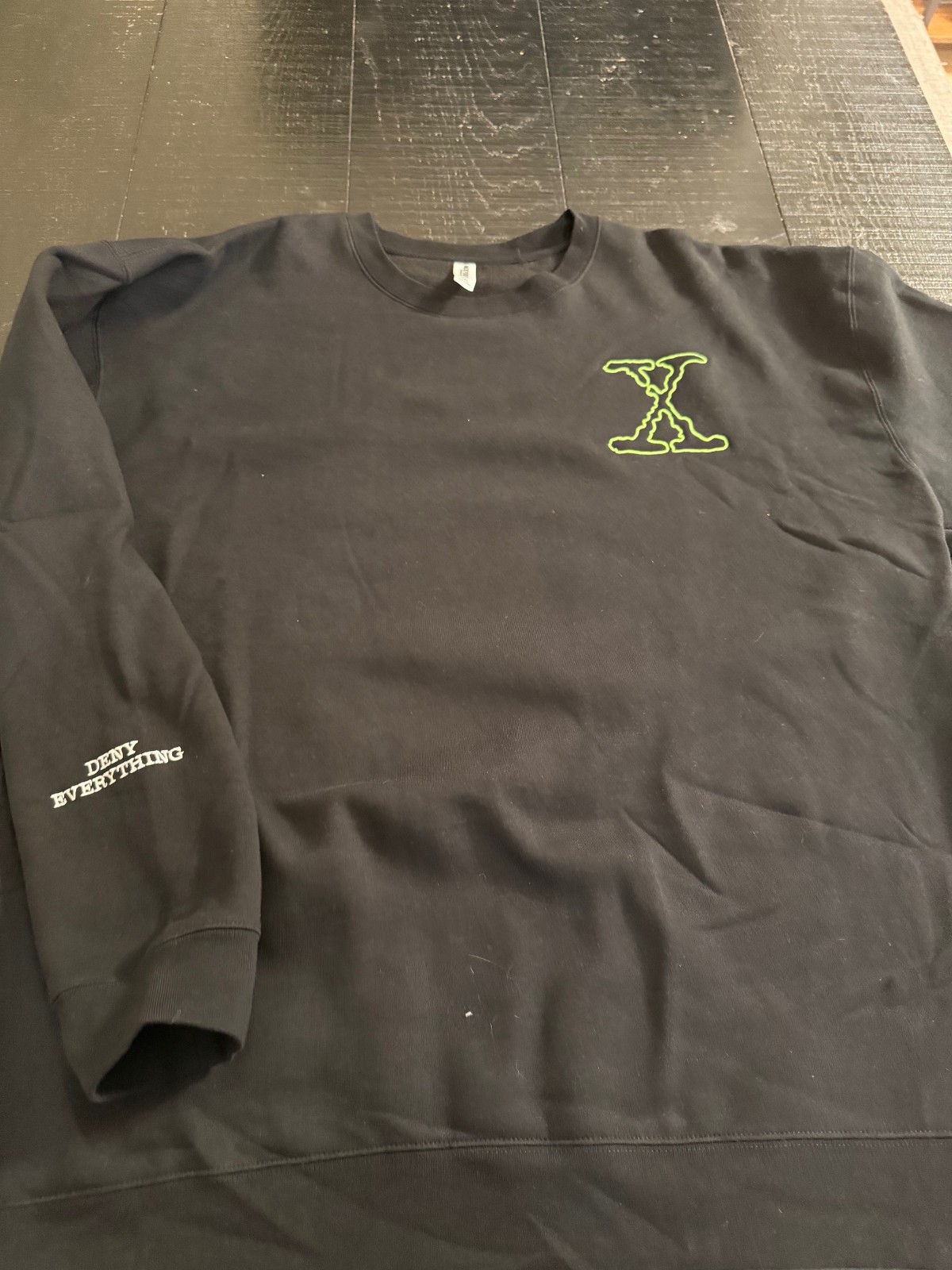 New The X-Files embroidered sweatshirt 3XL NWOT Deny Everything Mulder Scully