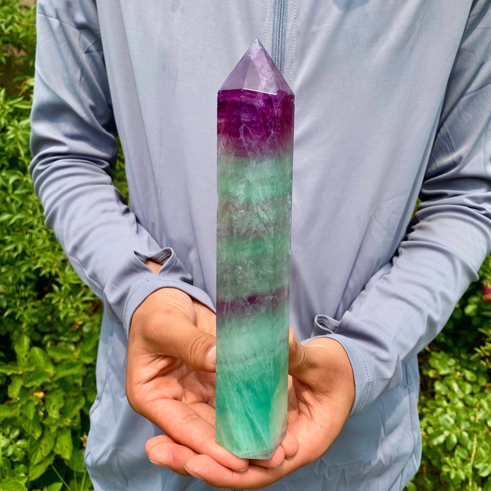 1.6LB  Natural unique colored fluorite pillar quartz crystal sample