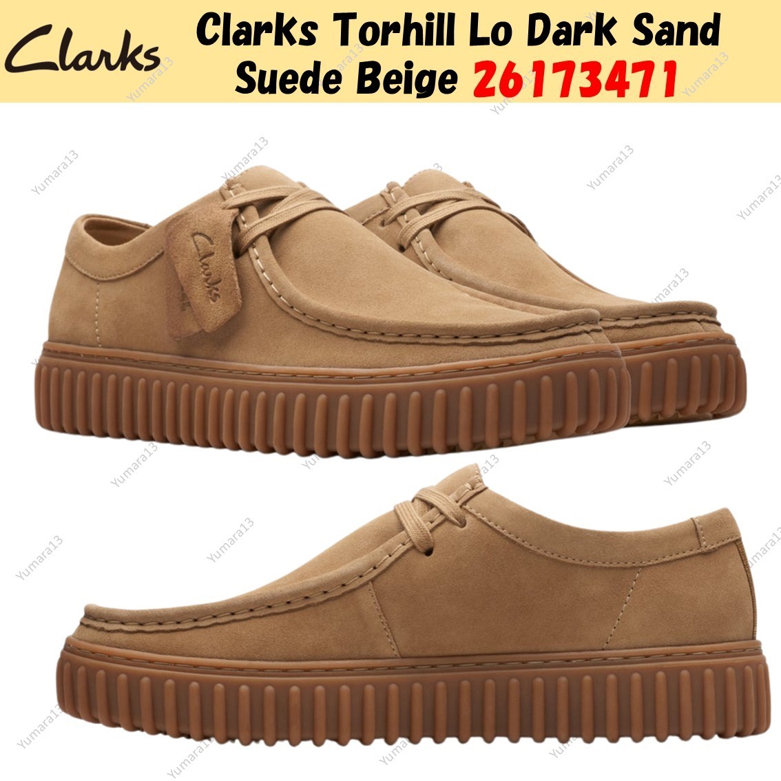 Clarks Torhill Lo Dark Sand Suede Beige 26173471 UK 4-13