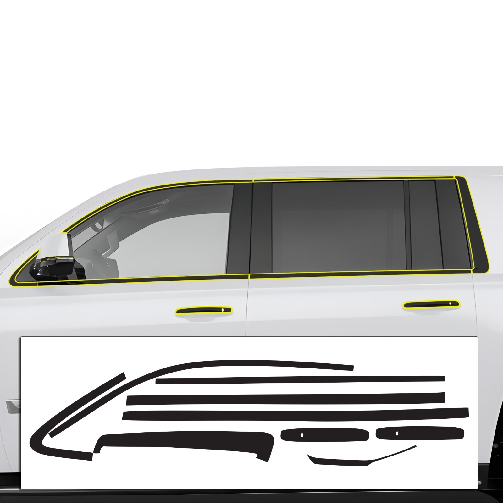 Fits Cadillac Escalade 2015-2020 Side Window Chrome Delete Decal Blackout Vinyl