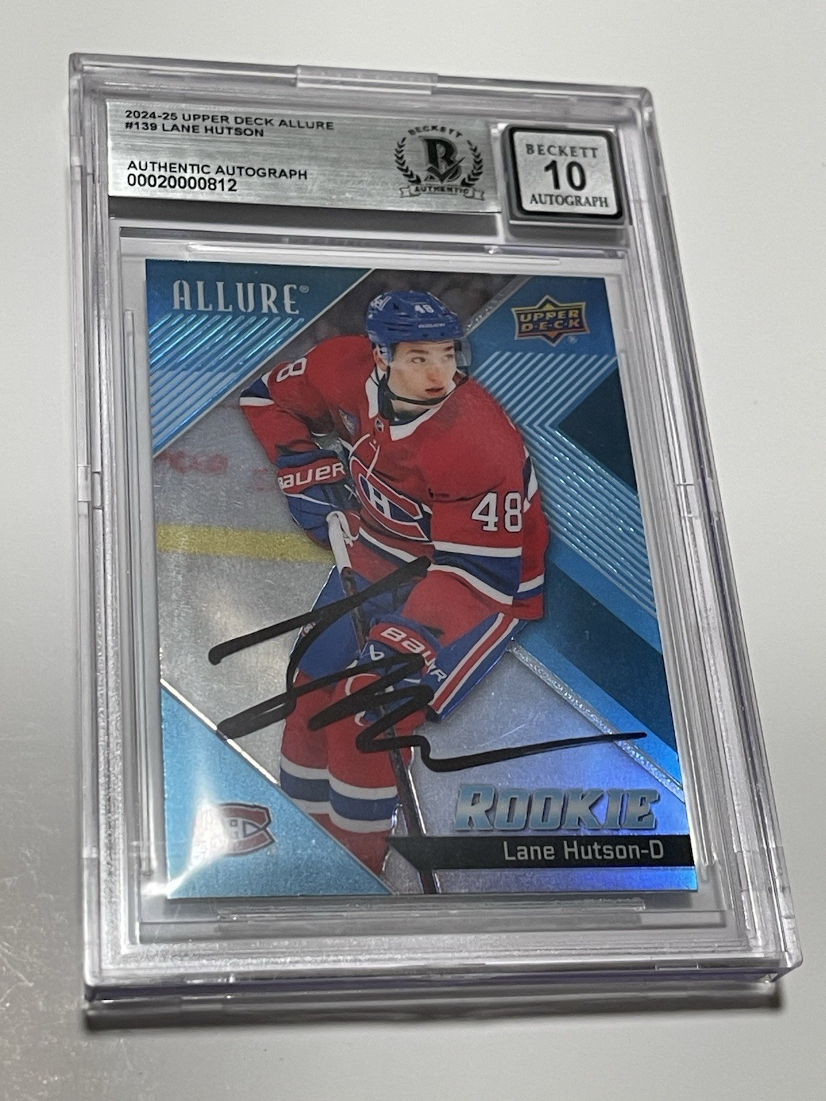 Lane Hutson Signed Card Upper Deck Allure UD Slabbed Beckett BAS IP Auto a Lane Hutson Signed Card Upper Deck Allure UD Slabbed Beckett BAS IP Auto a