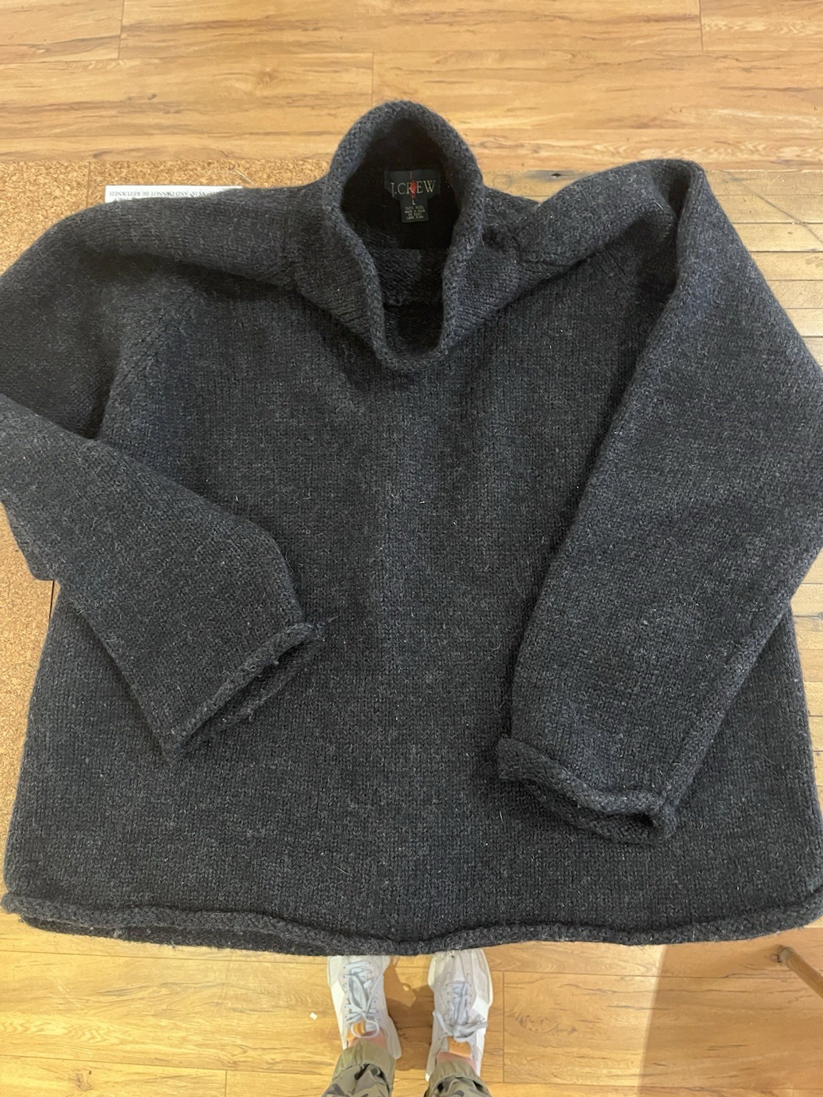 Vintage J Crew Women\'s Wool Roll Neck Sweater / Dark Charcoal Gray / Sz L Vintage J Crew Women\'s Wool Roll Neck Sweater / Dark Charcoal Gray / Sz L