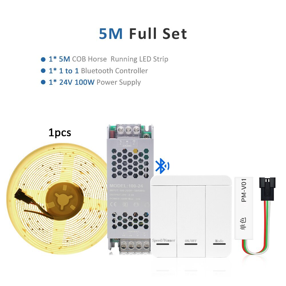 WS2811 COB Running Water Flowing LED Strip Light DC24V 20-30M Horse Race Chasing