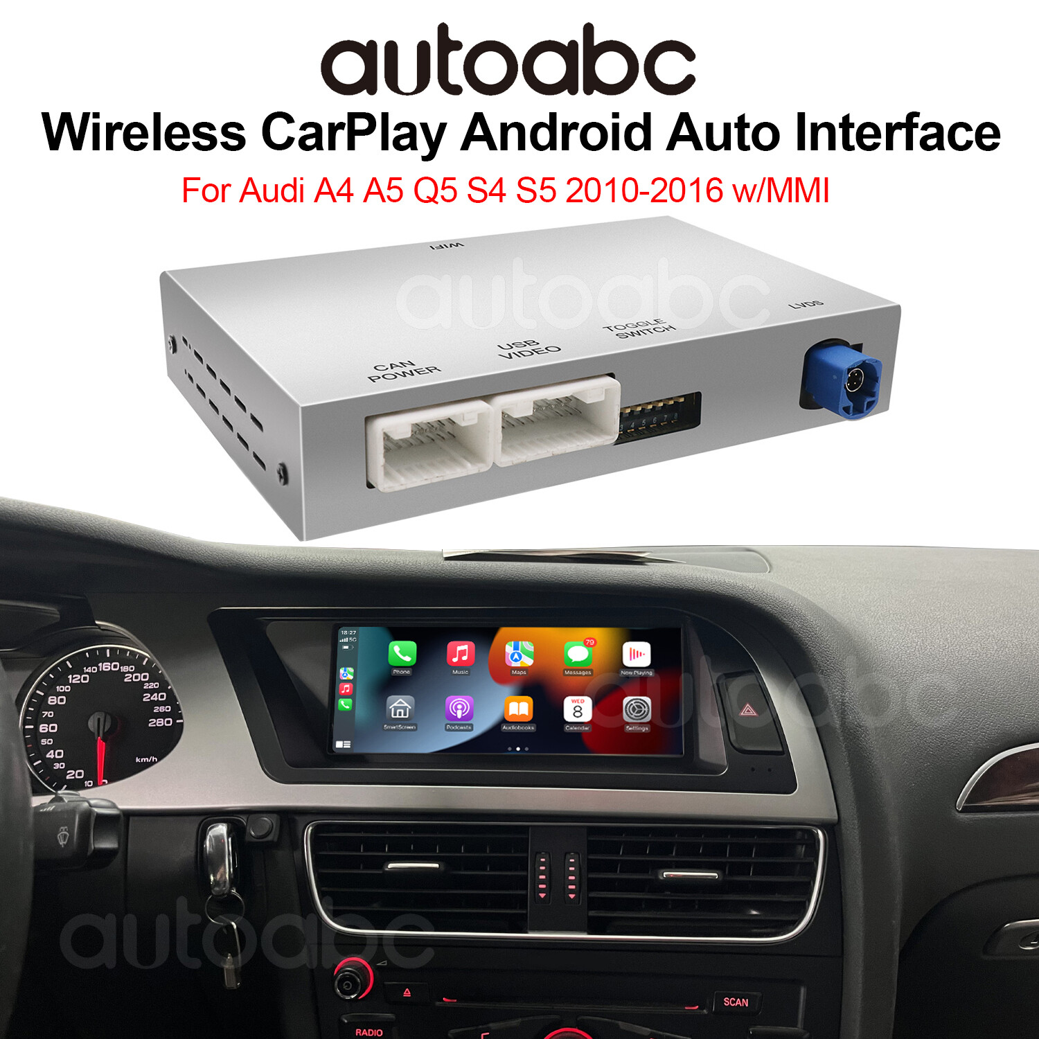 Wireless CarPlay Android Auto Interface for Audi A4 A5 Q5 S4 S5 2010-2016 w/MMI