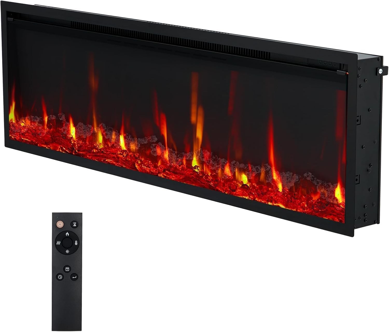 GRAVEE Electric Fireplace 60 Inch Recessed Wall Mount Heater Remote Control