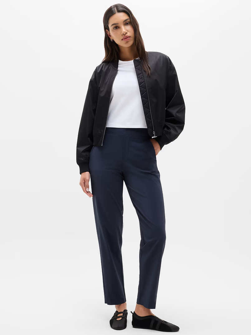 Athleta Brooklyn  Ankle Pant Tailored Travel Size 12 Navy Blue NWOT