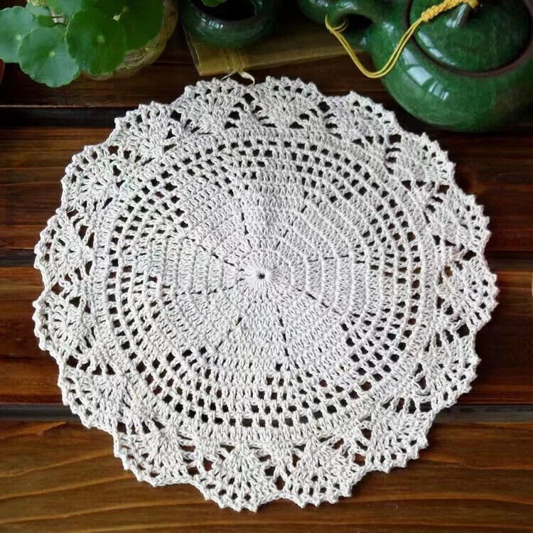 4Pc/Lot 10in Vintage Cotton Hand Crochet Lace Doilies Table Mat Flower Placemats