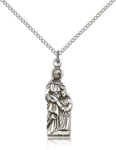 Saint Ann Medal For Women - .925 Sterling Silver Necklace On 18 Chain - 30 D...