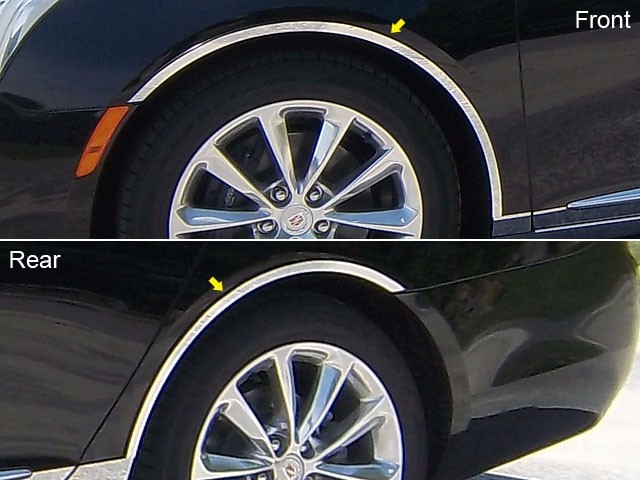 Fits Cadillac XTS 13-17 Stainless Polished Chrome Tape On Fender Trim Moldings
