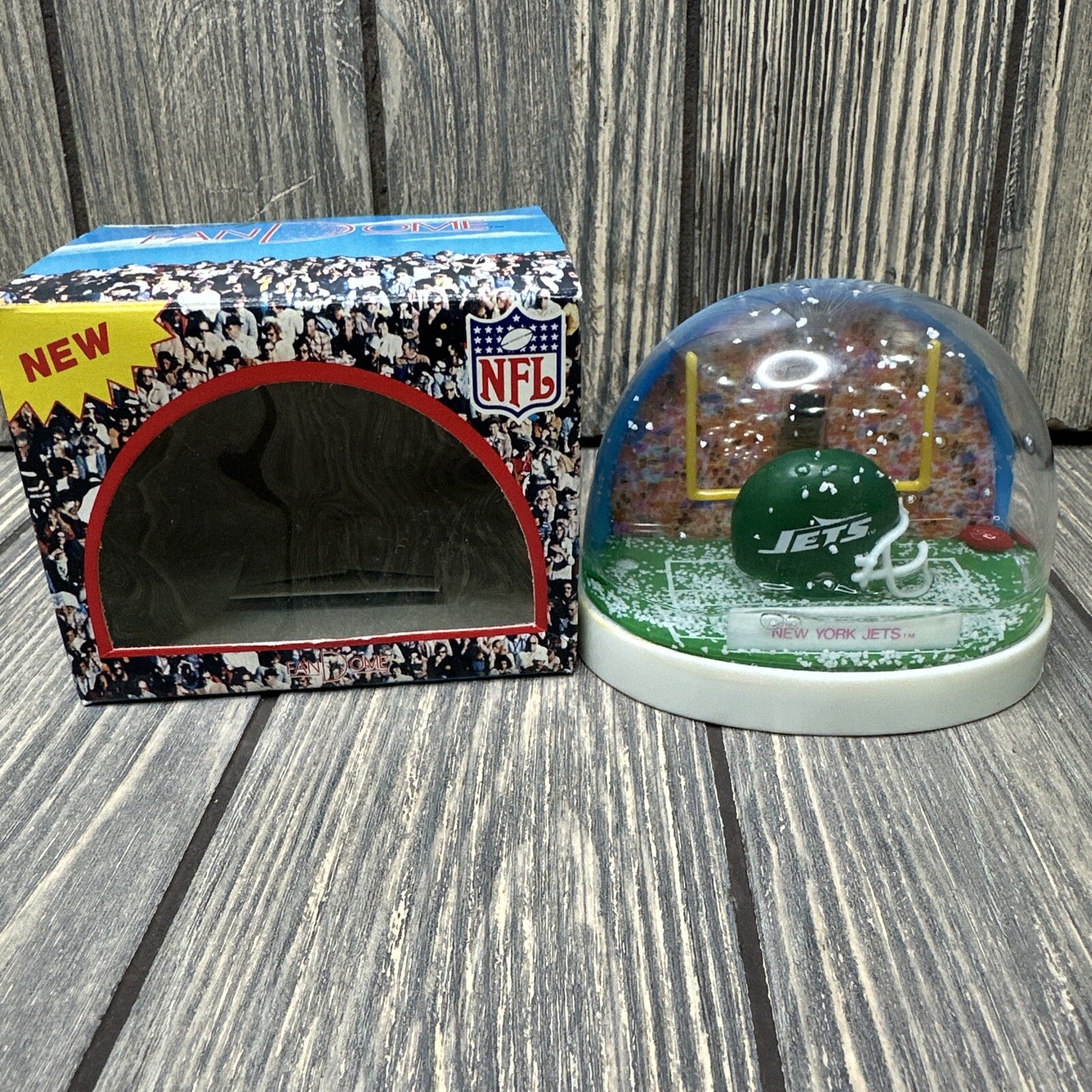 Vintage New York Jets Fan Dome Snow Globe NFL Licensed Original In Box RARE