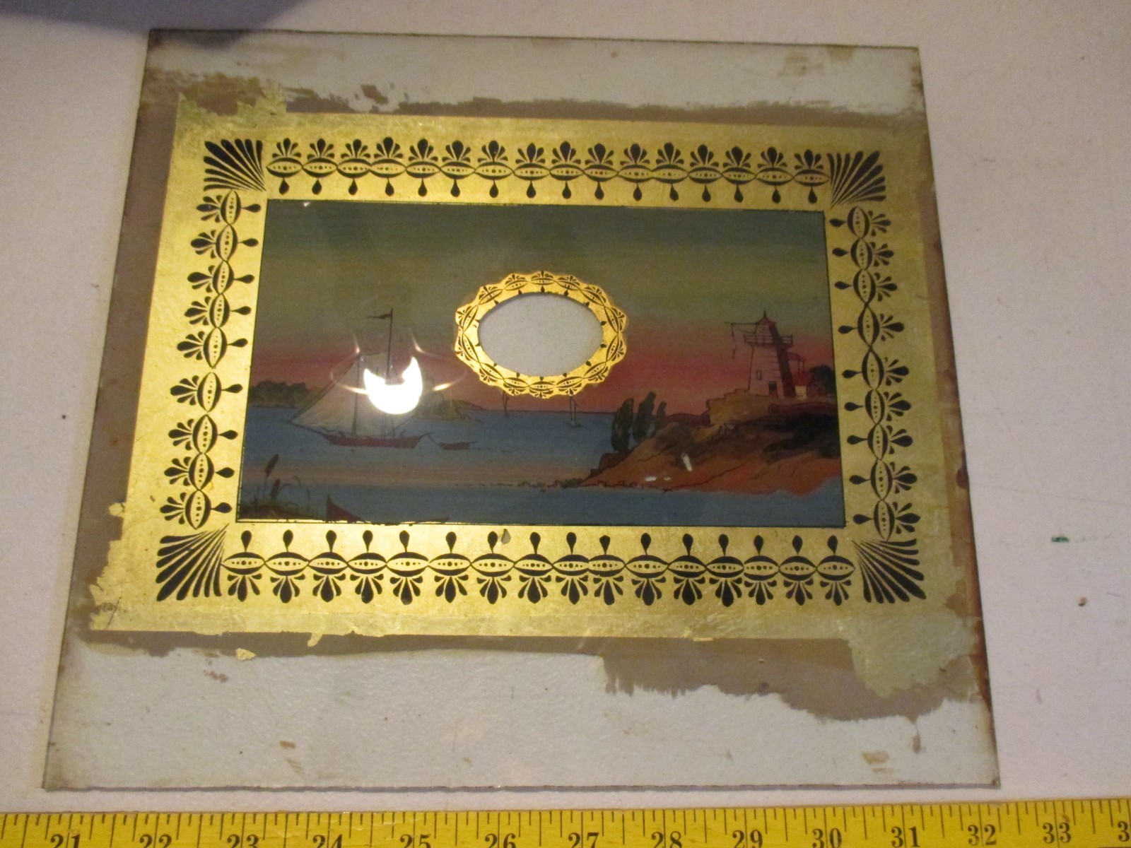 Antique Reverse Painted Glass Vintage 11