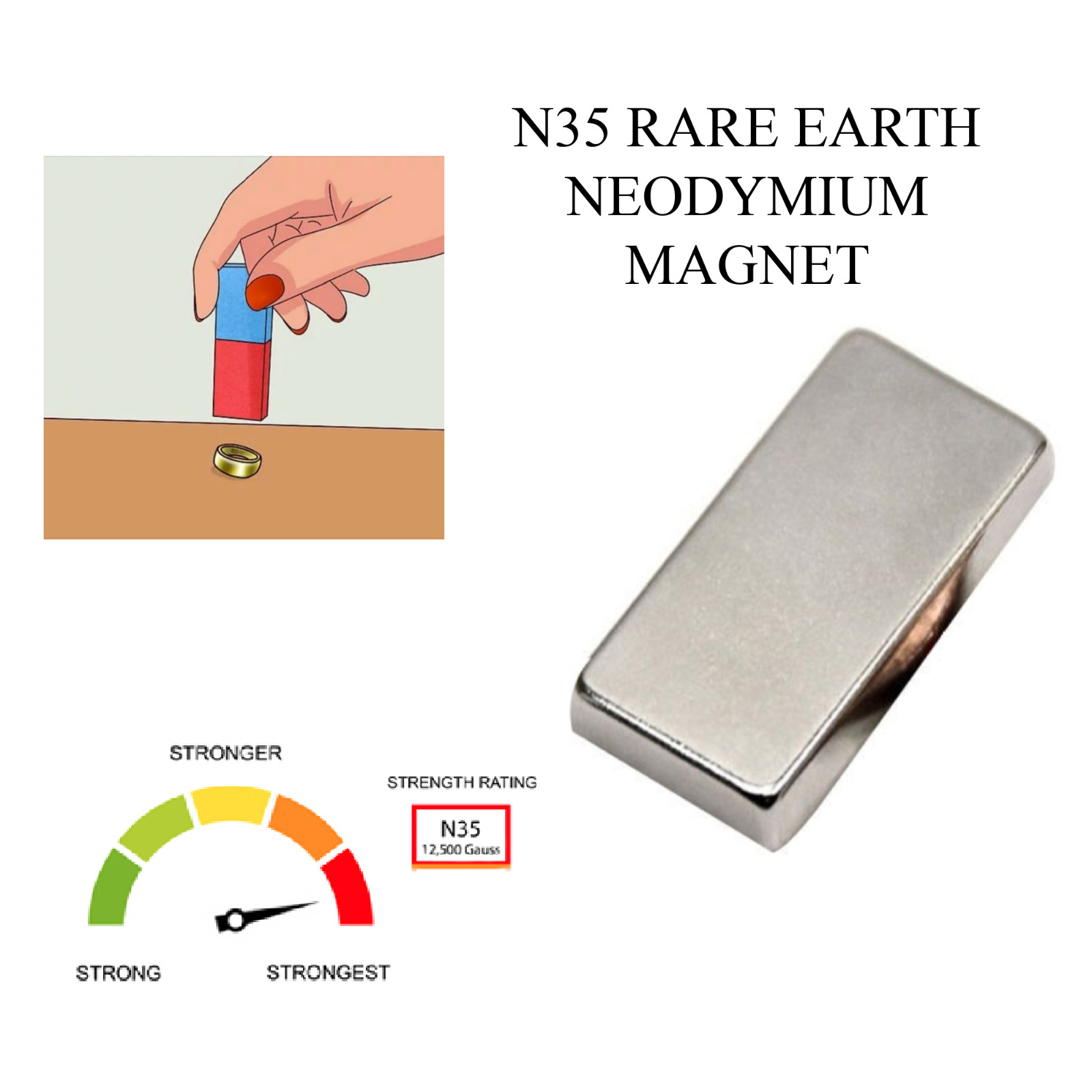 JSP Rare Earth Magnet Neodymium N35 Precious Metals Gold Silver Jewelry Testing