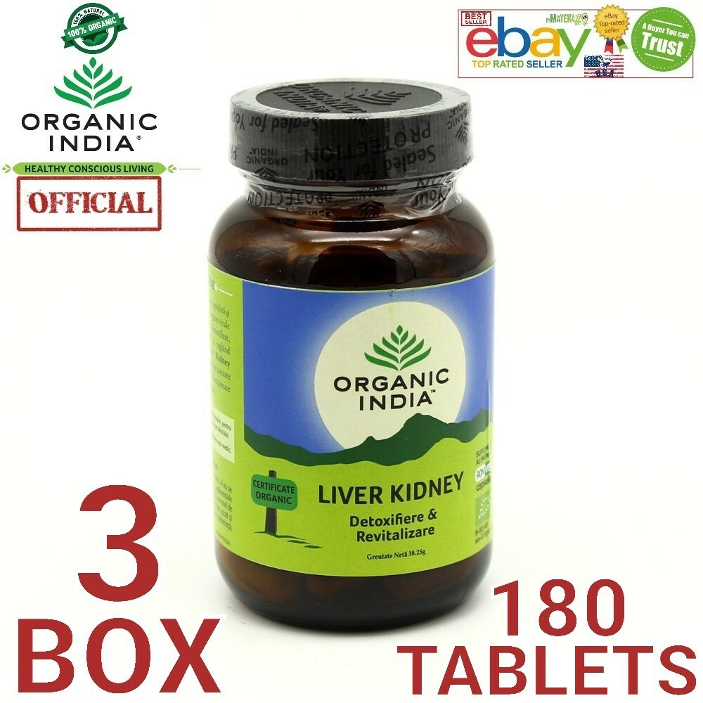 Liver Kidney Organic India OFFICIAL USA 3 BOX 180 Capsules Vegetarian Botanical