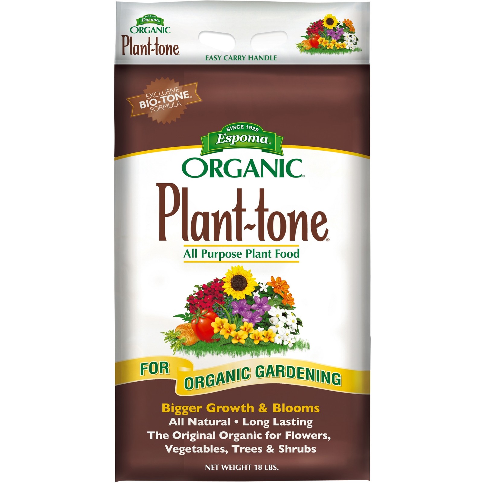 Espoma Organic Plant-Tone 5-3-3 All-Purpose Garden Plant Food, 18lbs