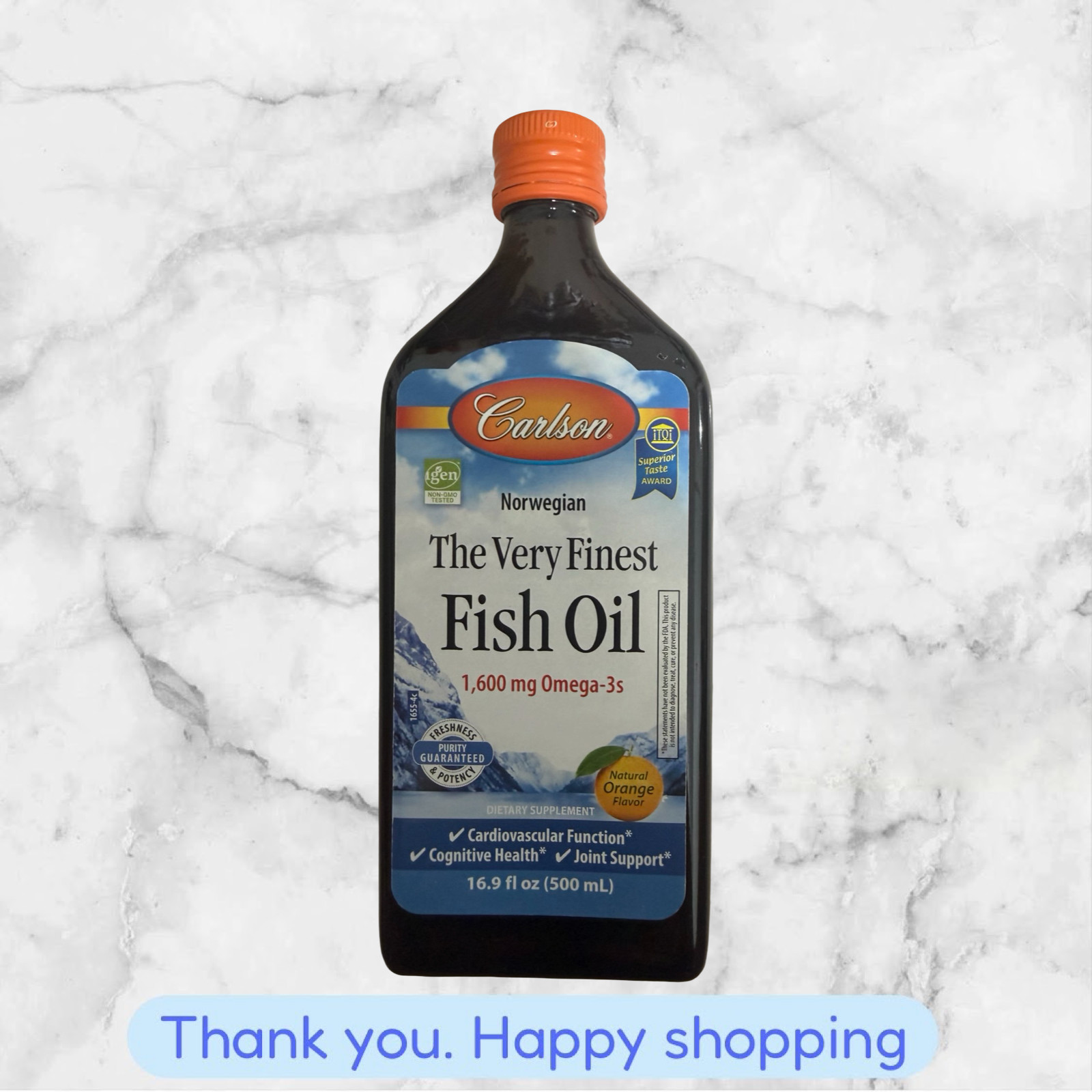 Carlson The Very Finest Fish Oil 1600mg Fish Oil Norwegian Orange 16.9 Fl Oz NEW