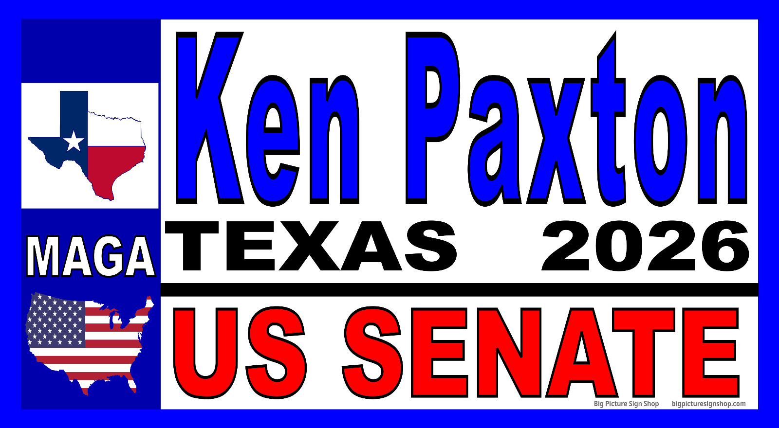 KEN PAXTON US SENATE TEXAS 2026 - MAGNETIC CAR SIGNS -FREE SHIPPING -USA MADE
