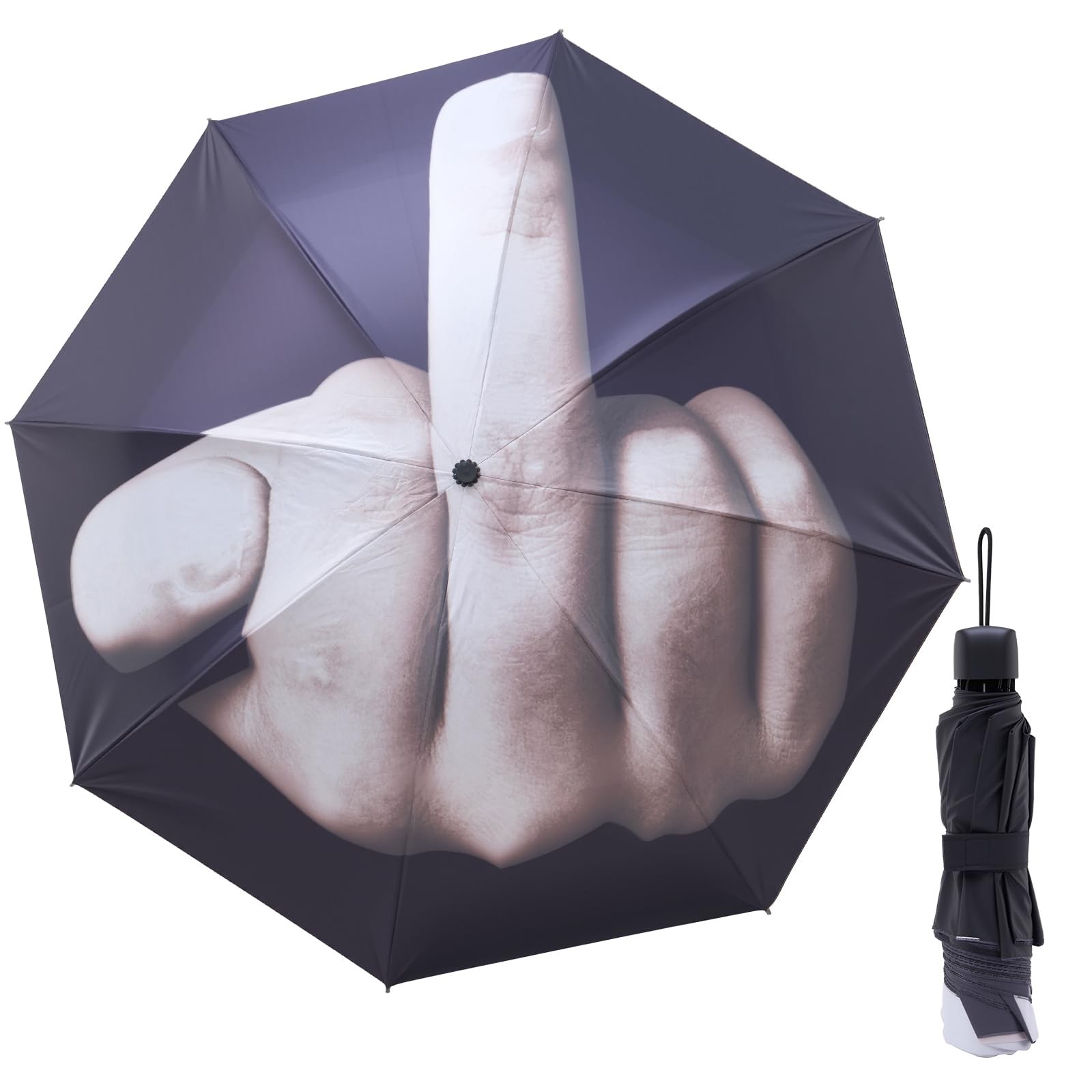 Funny Middle Finger Folding Umbrella Black 98 cm Waterproof Sunproof 8 Rib Funny Middle Finger Folding Umbrella Black 98 cm Waterproof Sunproof 8 Rib