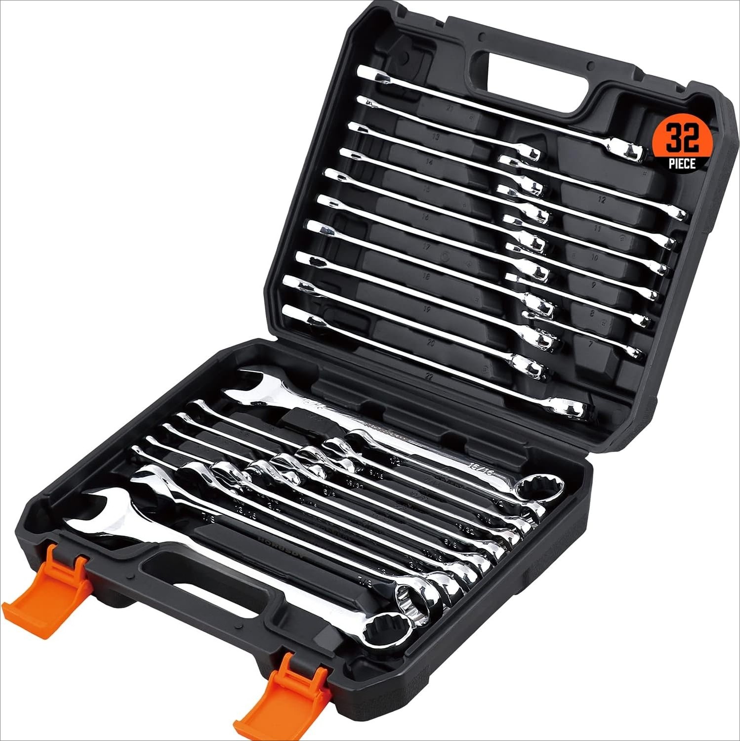 32-Piece Combination Wrench Set, SAE and Metric Sizes 32-Piece Combination Wrench Set, SAE and Metric Sizes