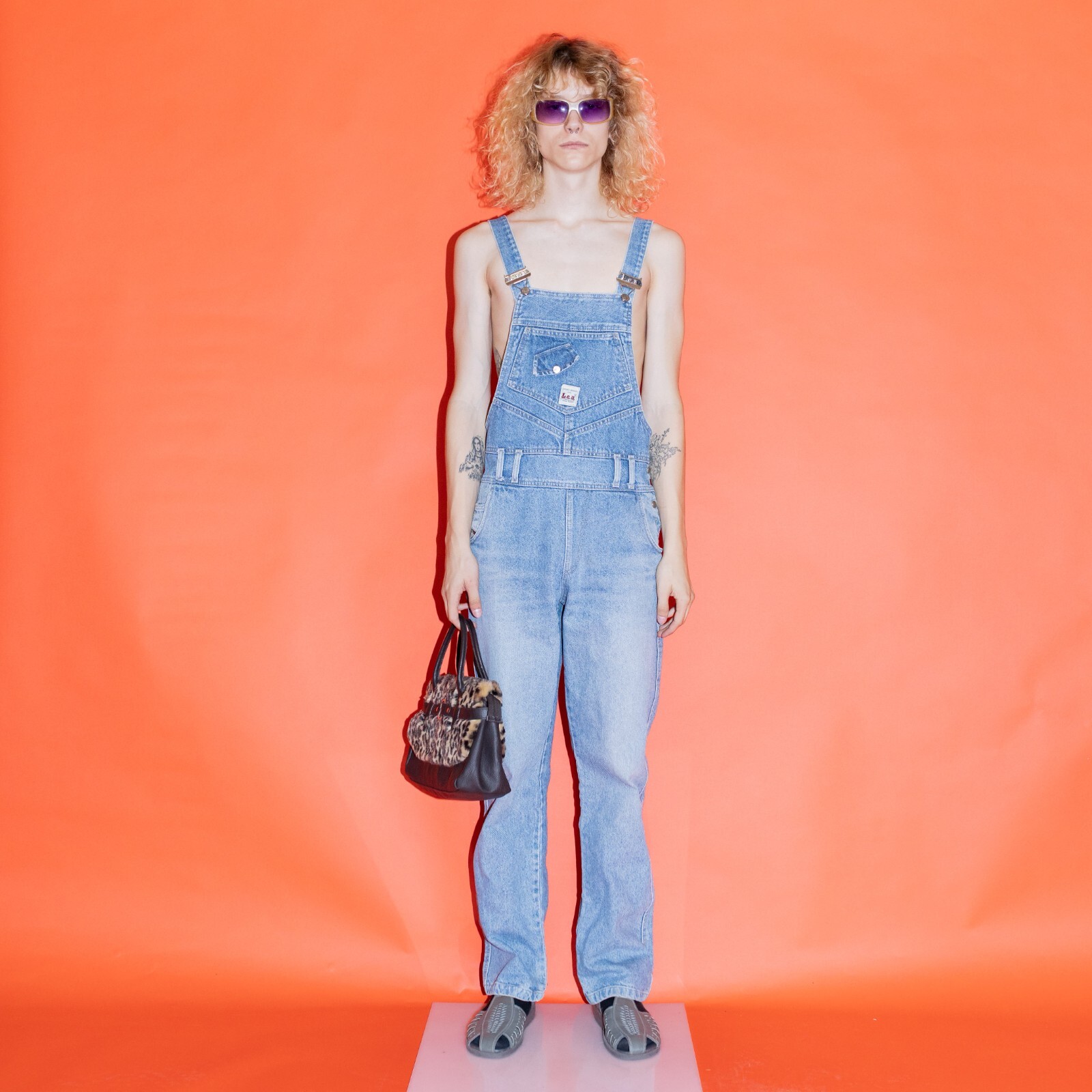 90\'s Vintage L.E.A riders iconic long denim dungarees in light wash