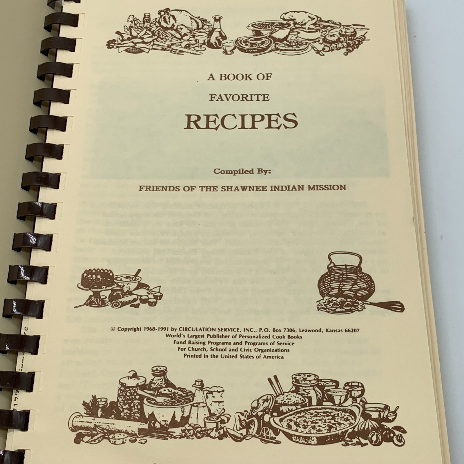 Vintage Shawnee Indian Mission Cookbook Spiral Bound Community Recipes 