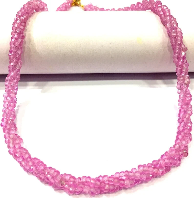 AAAA++QUALITY Rare Pink Sapphire Beads Faceted Rondelle Twister Gemstone Beads.