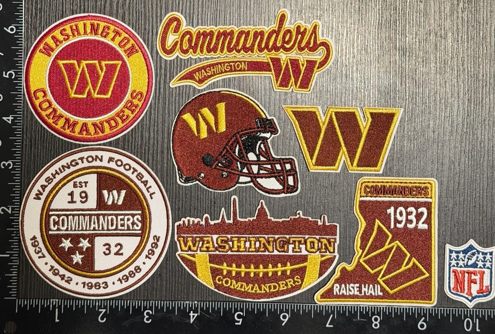 LOT OF 8 WASHINGTON COMMANDERS IRON ON EMBROIDERED PATCHES EVERYTHING IN PHOTO LOT OF 8 WASHINGTON COMMANDERS IRON ON EMBROIDERED PATCHES EVERYTHING IN PHOTO
