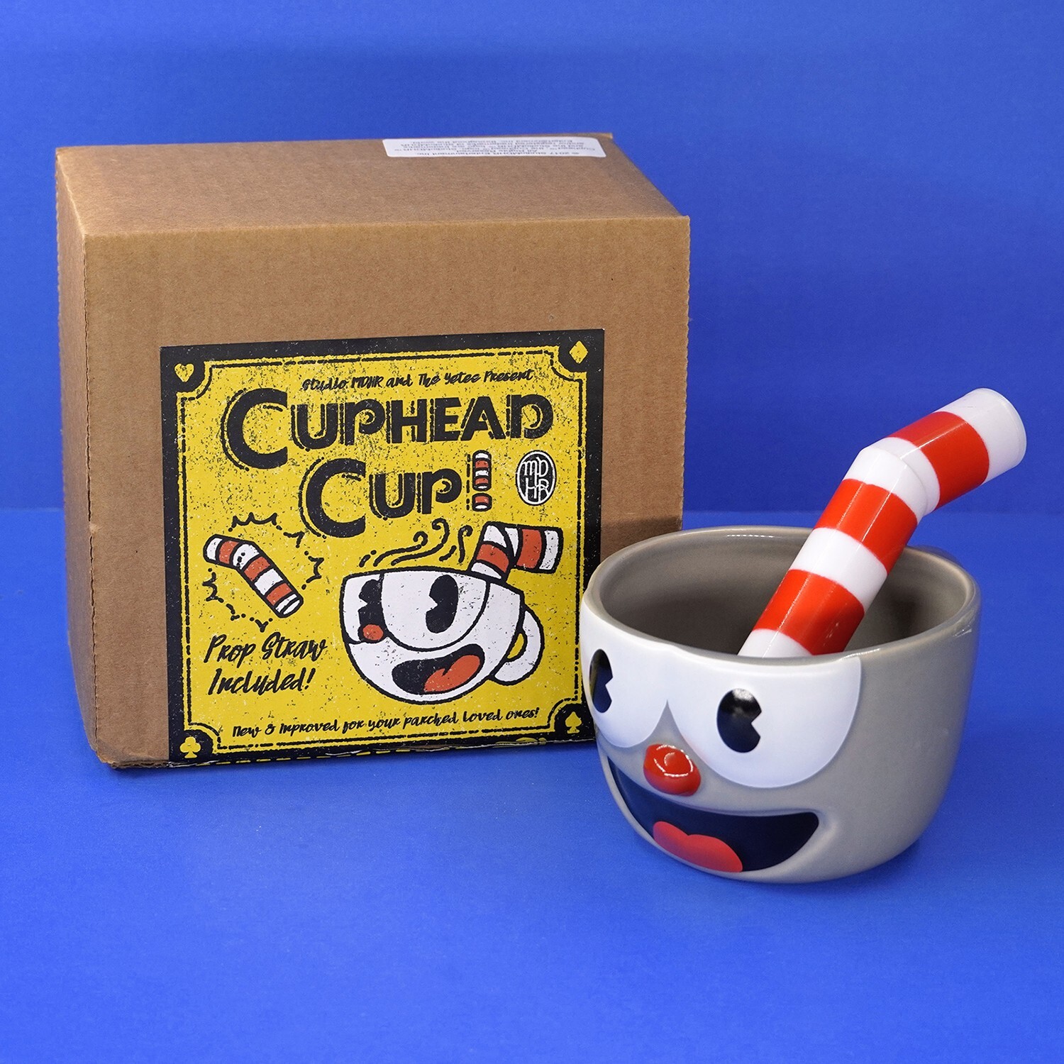Cuphead Ceramic Mug Coffee Cup with Prop Straw Stirrer 10oz Official Studio MDHR