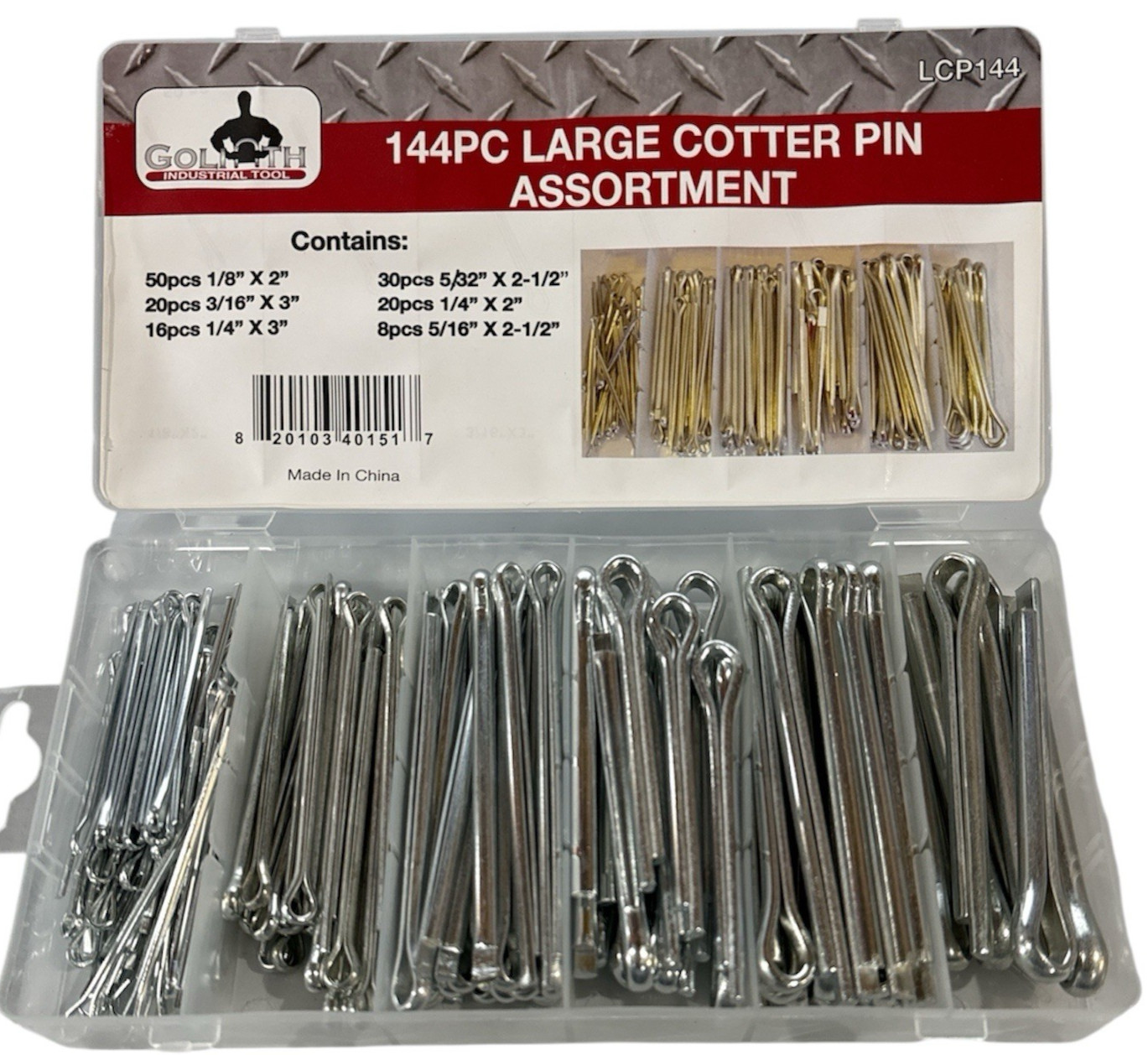 144pc Goliath Industrial Large Cotter Pin Assortment Kit ~ LCP144 144pc Goliath Industrial Large Cotter Pin Assortment Kit ~ LCP144