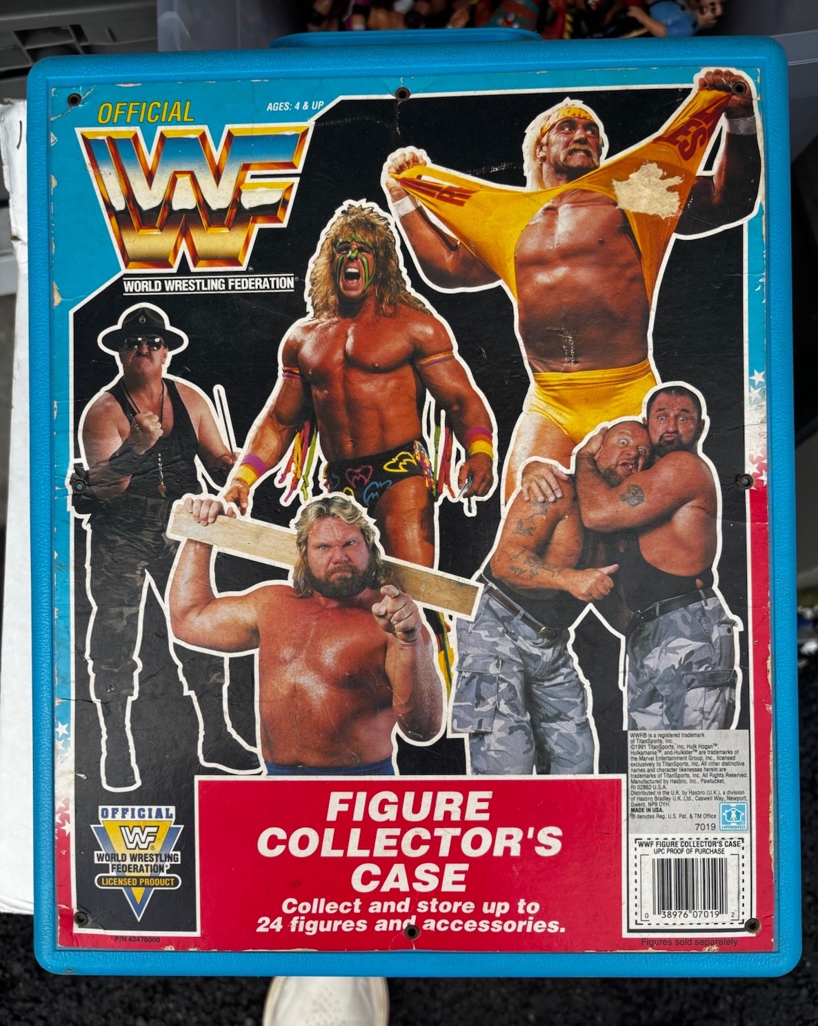 Vintage Official WWF Wrestling Figure Blue Collector’s Case 1991 Hasbro