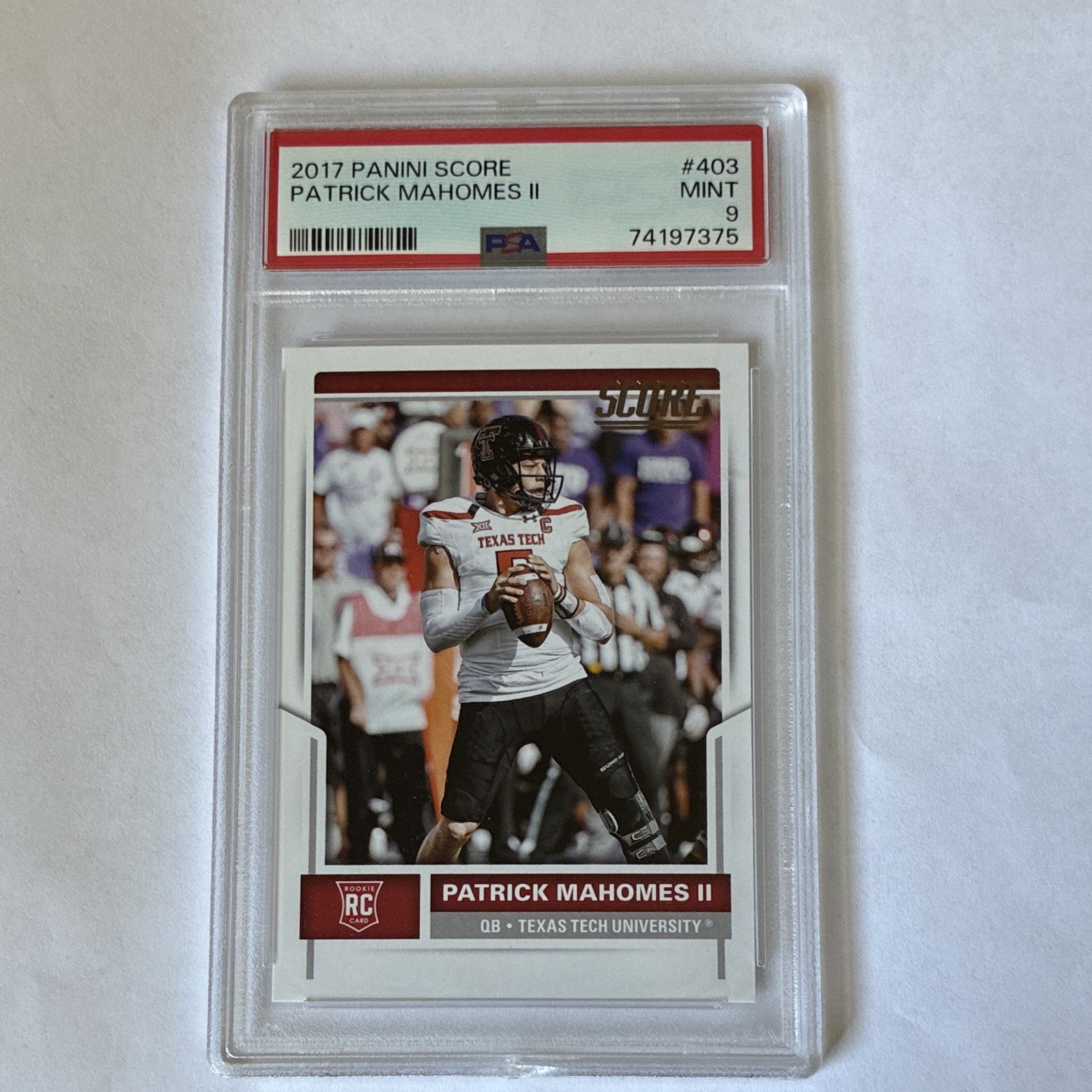 Panini 2017 Score PSA 9 Patrick Mahomes ll RC🔥Hunt🔥 Great Opportunity Panini 2017 Score PSA 9 Patrick Mahomes ll RC🔥Hunt🔥 Great Opportunity