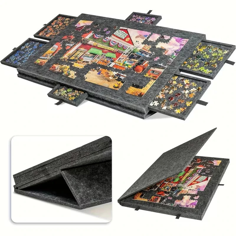 1000 Piece Tilting Puzzle Board 6 Drawers Felt Jigsaw Table with Cover 1000 Piece Tilting Puzzle Board 6 Drawers Felt Jigsaw Table with Cover