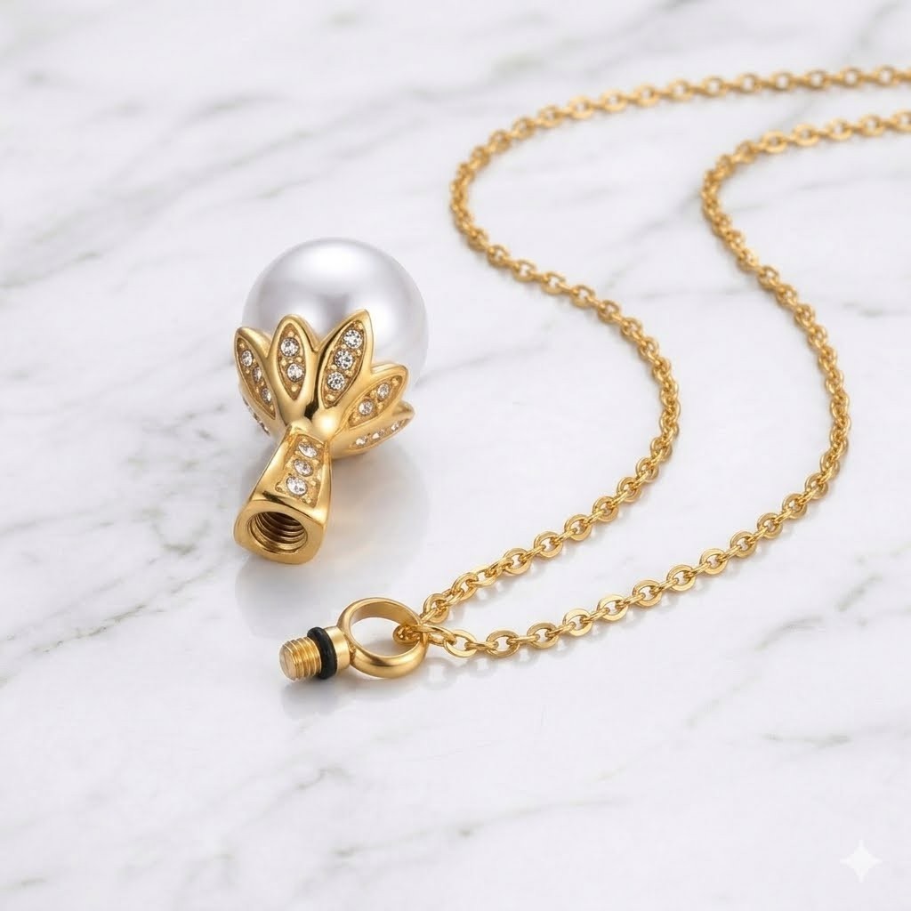 Cremation Necklace for Ashes Pearl Urn Pendant Memorial Keepsake Jewelry Gift
