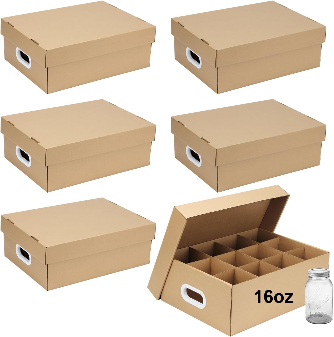 6 Pcs 16 Oz Cardboard Mason Jar Storage Box 16.8 X 12.4 X 6 Inch