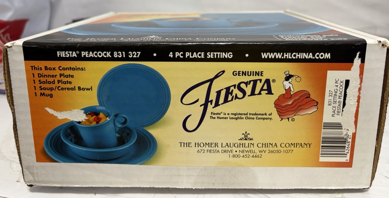 Homer Laughlin Fiesta  4 Piece Dinnerware Place Setting Set Peacock/Blue-Rare