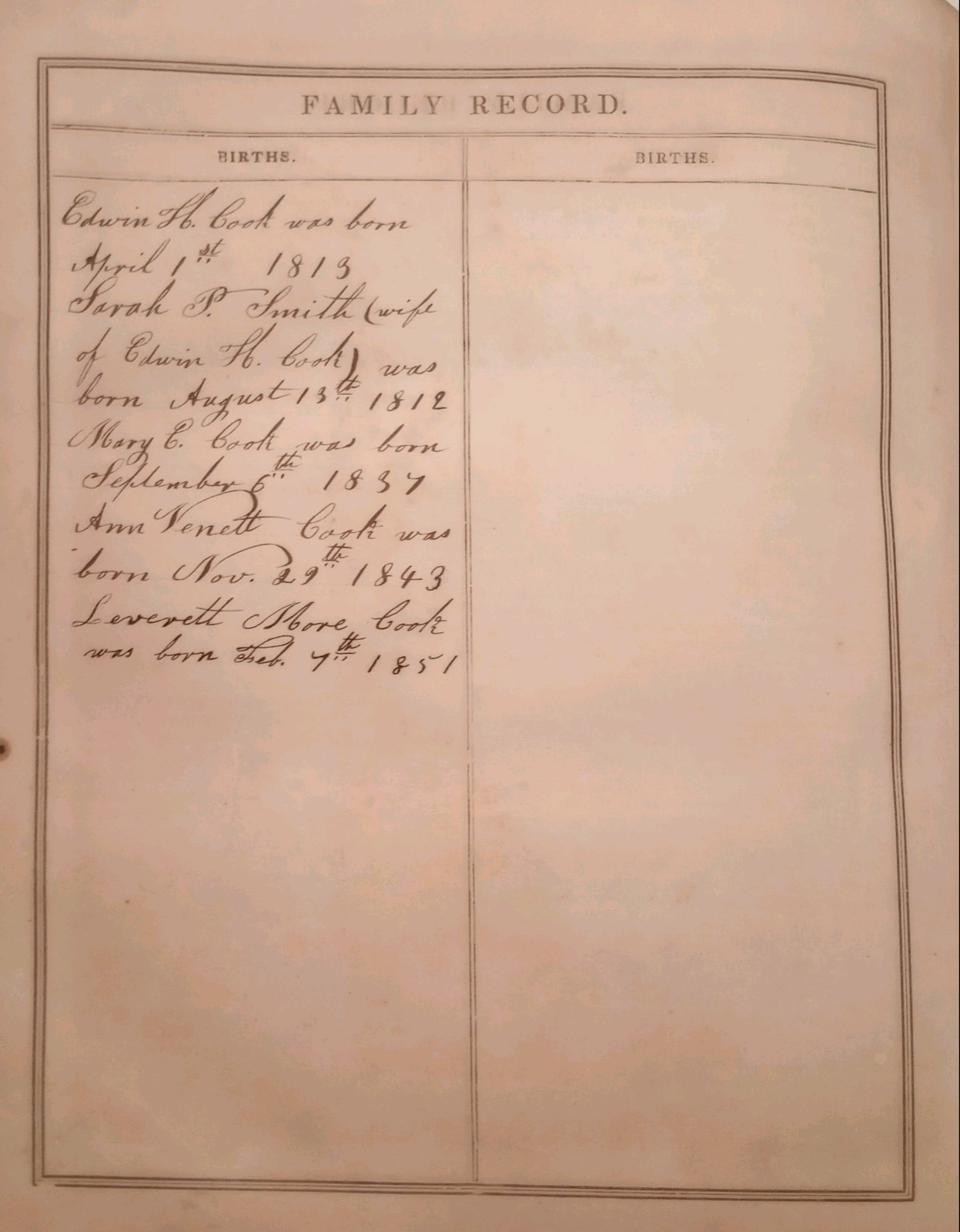 1847 Cook Family Bible (Bible Rescue #1424)
