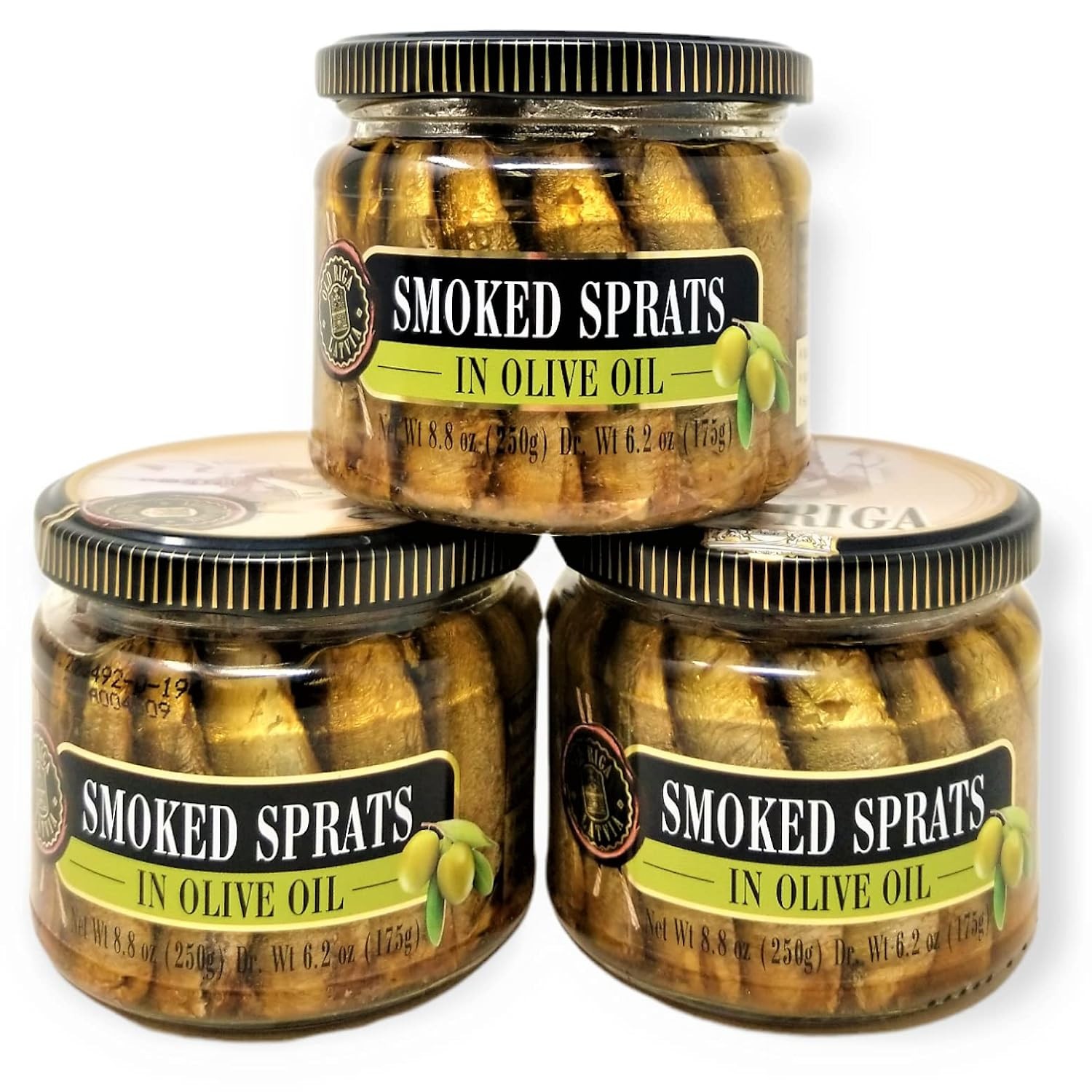 Old Riga Smoked Sprats in Olive Oil 250g/8.81 Oz (pack of 3)