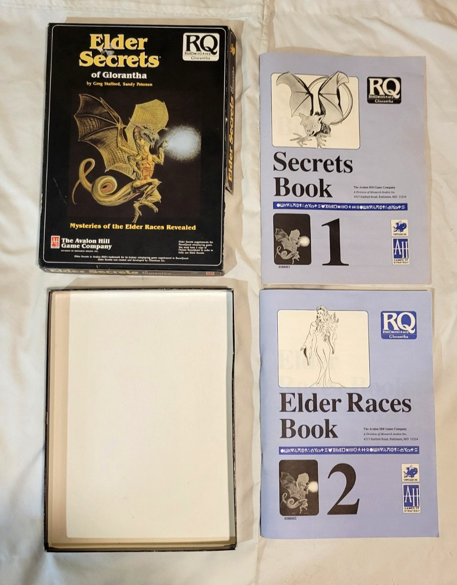Vintage Avalon Hill Runequest Elder Secrets of Glorantha Box Set (Missing Map)