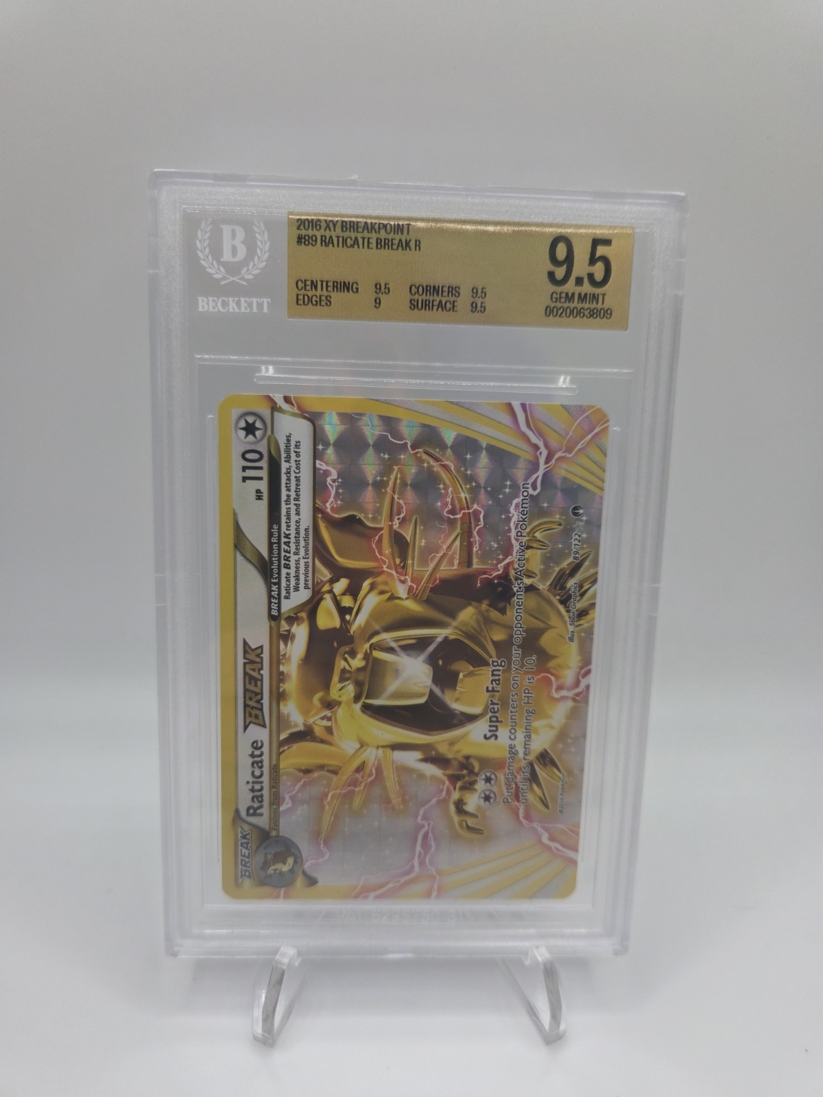 Raticate Break 2016 XY Pointbreak  BGS 9.5 POP 2, None Higher